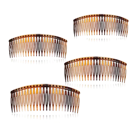 Boao 4 Packs Tort Slide Comb Tortoise Shell Side Comb Plain Hair Comb Large Tort Hair Combs Slides 12.5 cm Hair Side Comb Set
