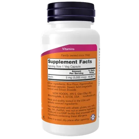 Now Foods Biotin 5000mcg - 60 vcaps