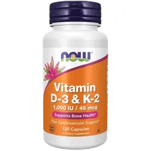 NOW Foods Vitamin D-3 & K-2, Veg - 120 Caps