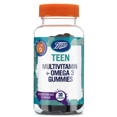 Boots Teen Multivitamin + Omega 3 Gummies - 30 Blackcurrant Gummies