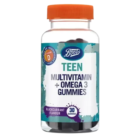 Boots Teen Multivitamin + Omega 3 Gummies - 30 Blackcurrant Gummies