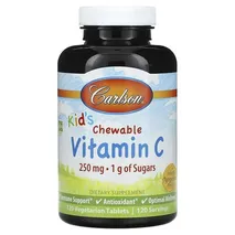 CarlsonLabs Kid's Chewable Vitamin C, 250mg Natural Tangerine - 120 vegetarian tablets
