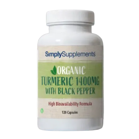 Simplysupplements Organic Turmeric 1400mg & Black Pepper 20mg 120 Capsules