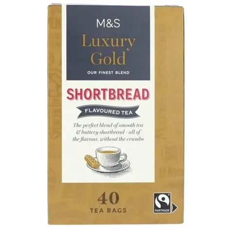 M&S Luxury Gold Shortbread Biscuit Teabags 40 per pack