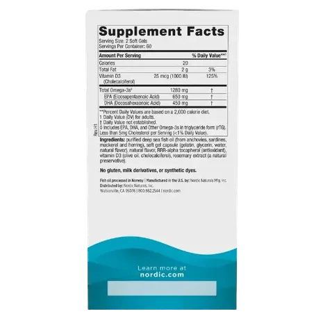 Nordic Naturals Ultimate Omega-D3 - 1280mg Lemon - 120 softgels