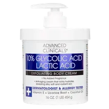 Advanced Clinicals 10% Glycolic Acid + Lactic Acid Body Lotion 16 Oz