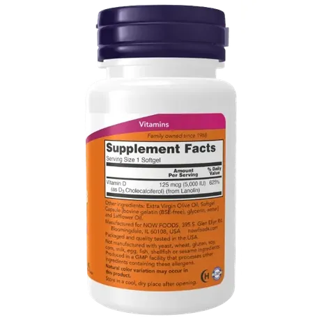 NOW Foods Vitamin D-3 5,000 IU - 120 Softgels
