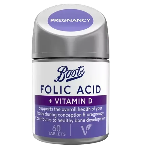 Boots Folic Acid + Vitamin D 60 Tablets (2 month supply)