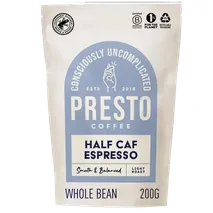 Presto Half Caf Espresso Coffee Beans 200g
