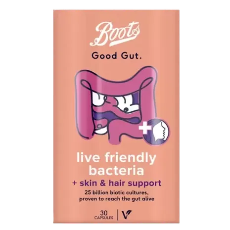 Boots Good Gut Live Friendly Bacteria + Skin & Hair Support 30 Capsules