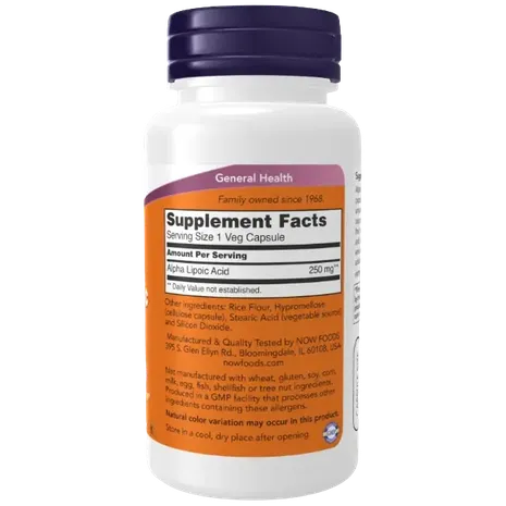 Now Foods Alpha Lipoic Acid - 250mg - 60 vcaps