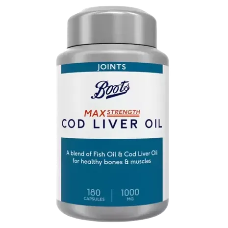 Boots Max Strength Cod Liver Oil 1000mg - 180 Capsules (6 month supply)