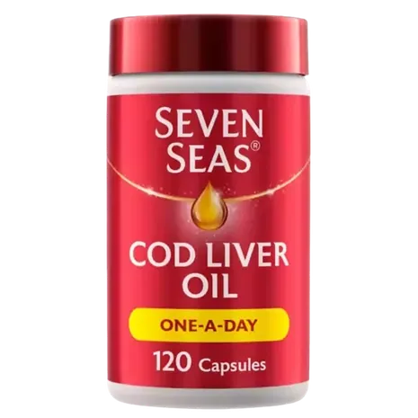 Seven Seas Cod Liver Oil One-A-Day Omega-3 Fish Oil & Vitamin D 120 Capsules