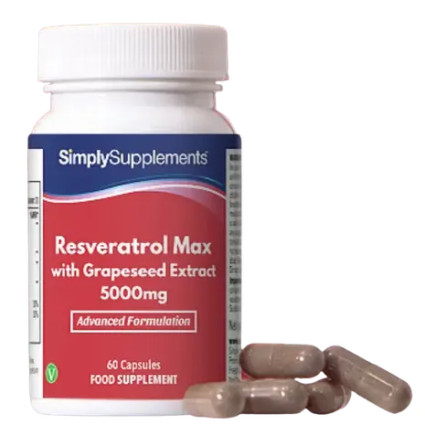 Simplysupplements Resveratrol Max with Grapeseed Extract 5,000mg 60 Capsules