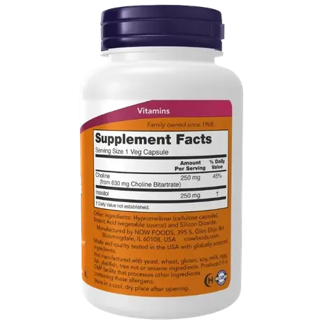 Now Foods Choline & Inositol Veg Capsules - 100 Caps