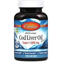 CarlsonLabs Wild Norwegian Cod Liver Oil Gems, 1000mg - 100 softgels
