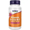 NOW Foods Vitamin D-3 & K-2, Veg - 120 Caps