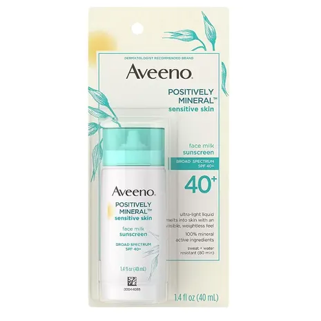 Aveeno Positively Mineral Sensitive Skin SPF 40+ Sunscreen Face Milk - 40 ML