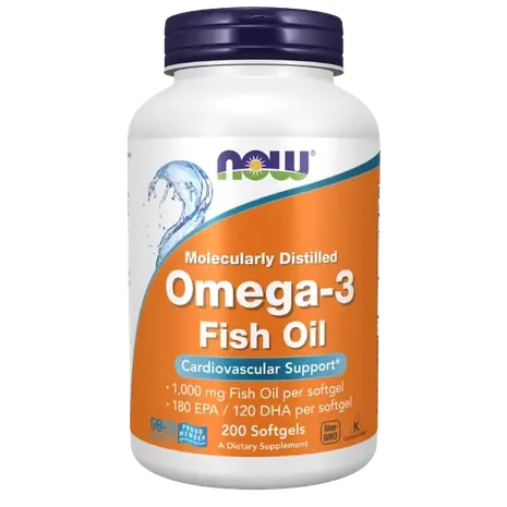 Now Foods Omega-3 Fish Oil - Molecularly Distilled - 200 softgels