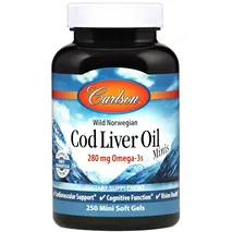 CarlsonLabs Cod Liver Oil Minis, 280mg - 250 mini softgels