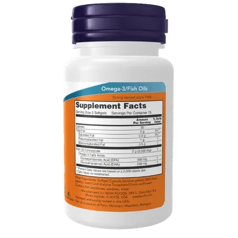 Now Foods Omega-3 Fish Oil - Molecularly Distilled - 200 softgels