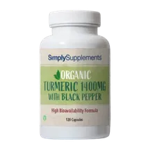 Simplysupplements Organic Turmeric 1400mg & Black Pepper 20mg 120 Capsules
