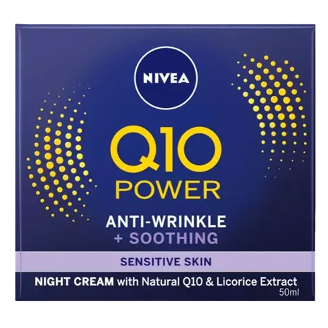 NIVEA Q10 Power Anti-Wrinkle Sensitive Face Night Cream Moisturiser 50ml