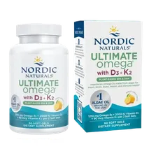 Nordic Naturals Ultimate Omega Plant Based Vitamin with Vitamin D3+K2-60 Vegetarian Soft Gels