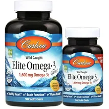 CarlsonLabs Elite Omega-3 Gems, 1600mg Natural Lemon - 90 + 30 softgels