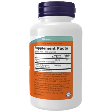 Now Foods Calcium D-Glucarate, 500mg - 90 vcaps